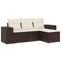 Set Divano da Giardino 4 pz con Cuscini-Sofa da Giardino-Divanetto da esterno Marrone in Polyrattan 659955