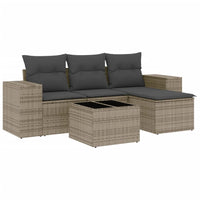 Set Divano da Giardino 5 pz con Cuscini Grigio in Polyrattan 3222479