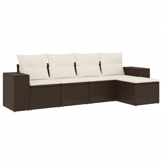 Set Divano da Giardino 5 pz con Cuscini-Sofa da Giardino-Divanetto da esterno Marrone in Polyrattan 124411