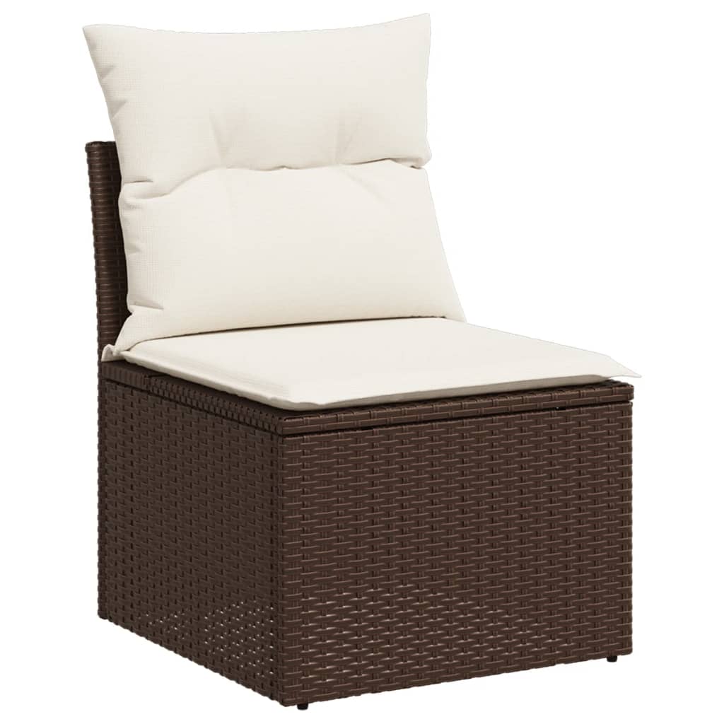 Set Divano da Giardino 5 pz con Cuscini-Sofa da Giardino-Divanetto da esterno Marrone in Polyrattan 124411