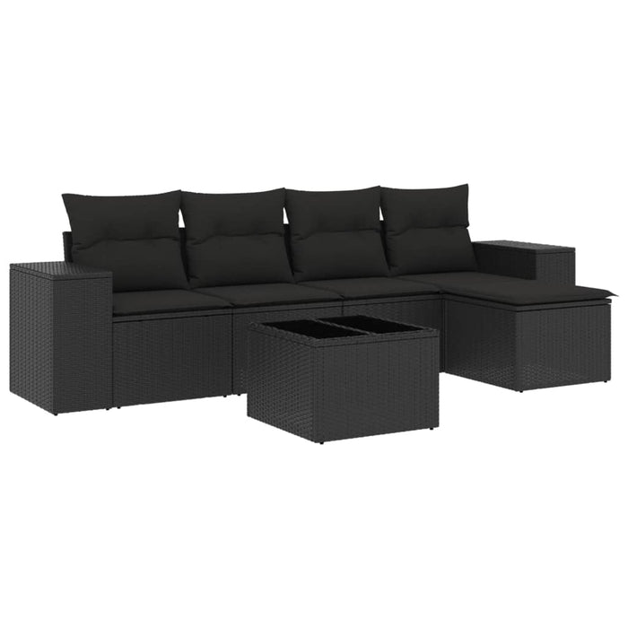 Set Divano da Giardino 6 pz con Cuscini Nero in Polyrattancod mxl 88754