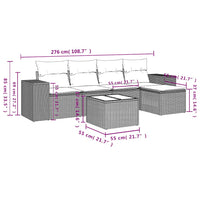 Set Divano da Giardino 6pz con Cuscini Grigio Chiaro Polyrattan