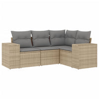Set Divano da Giardino 4 pz con Cuscini-Sofa da Giardino-Divanetto da esterno Beige in Polyrattan 824605