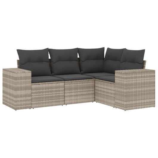 Set Divano da Giardino 4 pz con Cuscini-Sofa da Giardino-Divanetto da esterno Grigio Chiaro Polyrattan 802195