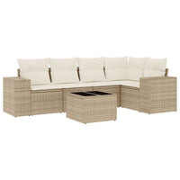 Set Divano da Giardino 6 pz con Cuscini Beige in Polyrattan