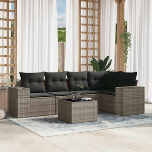 Set Divano da Giardino 6 pz con Cuscini Grigio in Polyrattan 3222539