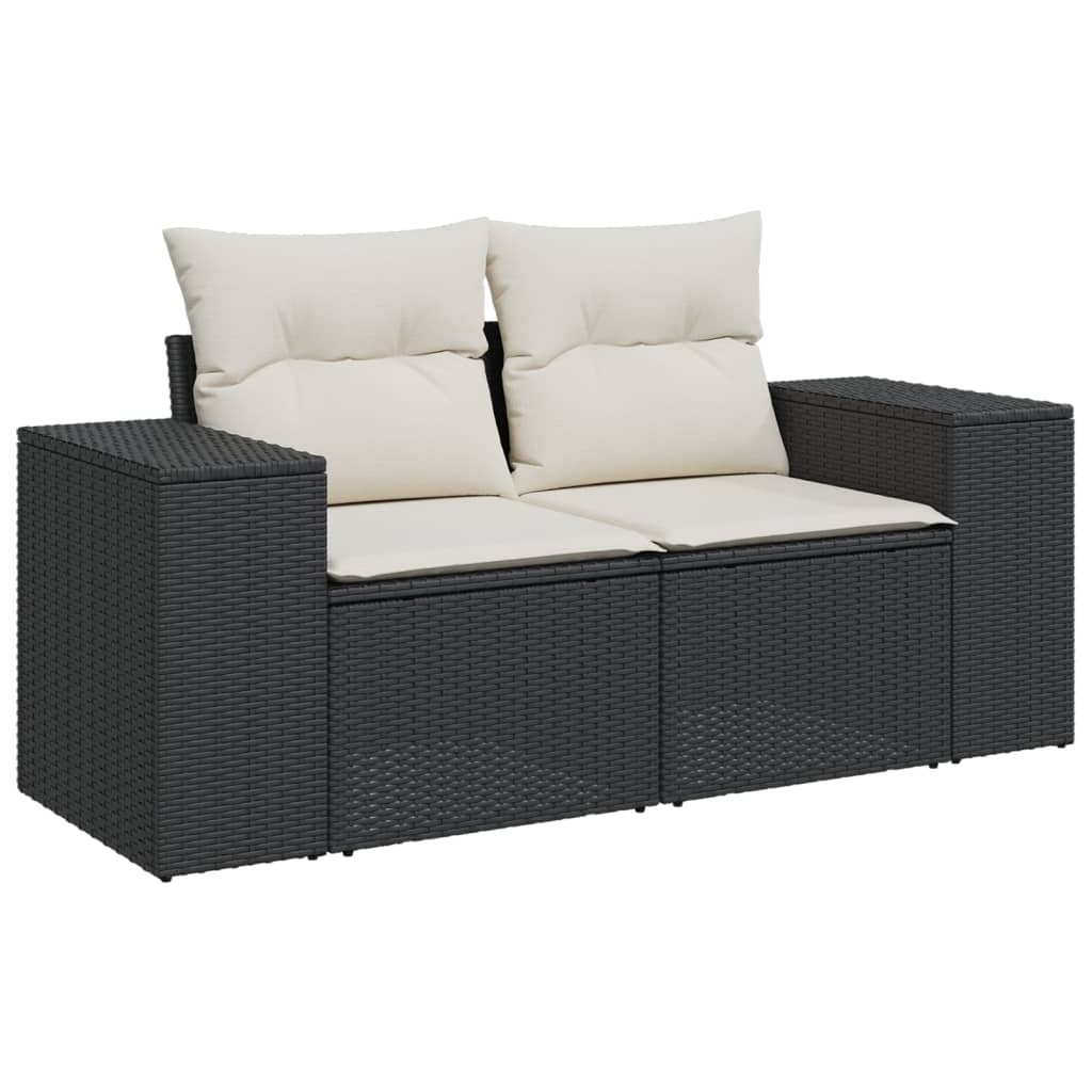 Set Divani da Giardino 5 pz con Cuscini in Polyrattan Nero 3222545