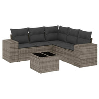 Set Divano da Giardino 6 pz con Cuscini Grigio in Polyrattan 3222559