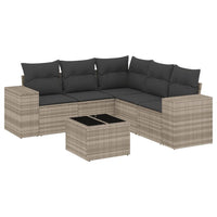 Set Divano da Giardino 6pz con Cuscini Grigio Chiaro Polyrattan