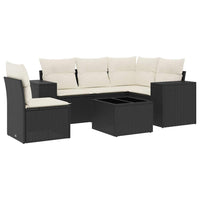 Set Divano da Giardino 6 pz con Cuscini-Sofa da Giardino-Divanetto da esterno Nero in Polyrattan 695411