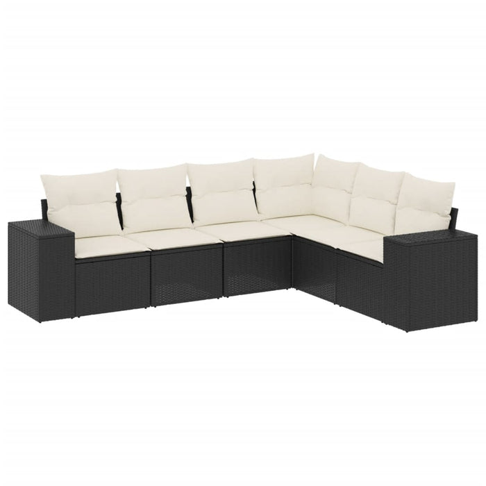 Set Divano da Giardino 6 pz con Cuscini-Sofa da Giardino-Divanetto da esterno Nero in Polyrattan 483884