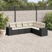 Set Divano da Giardino 6 pz con Cuscini-Sofa da Giardino-Divanetto da esterno Nero in Polyrattan 483884