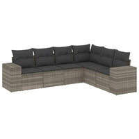 Set Divano da Giardino 6pz con Cuscini Grigio Chiaro Polyrattan