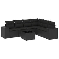 Set Divani da Giardino con Cuscini 7pz Nero Polyrattan 3222614