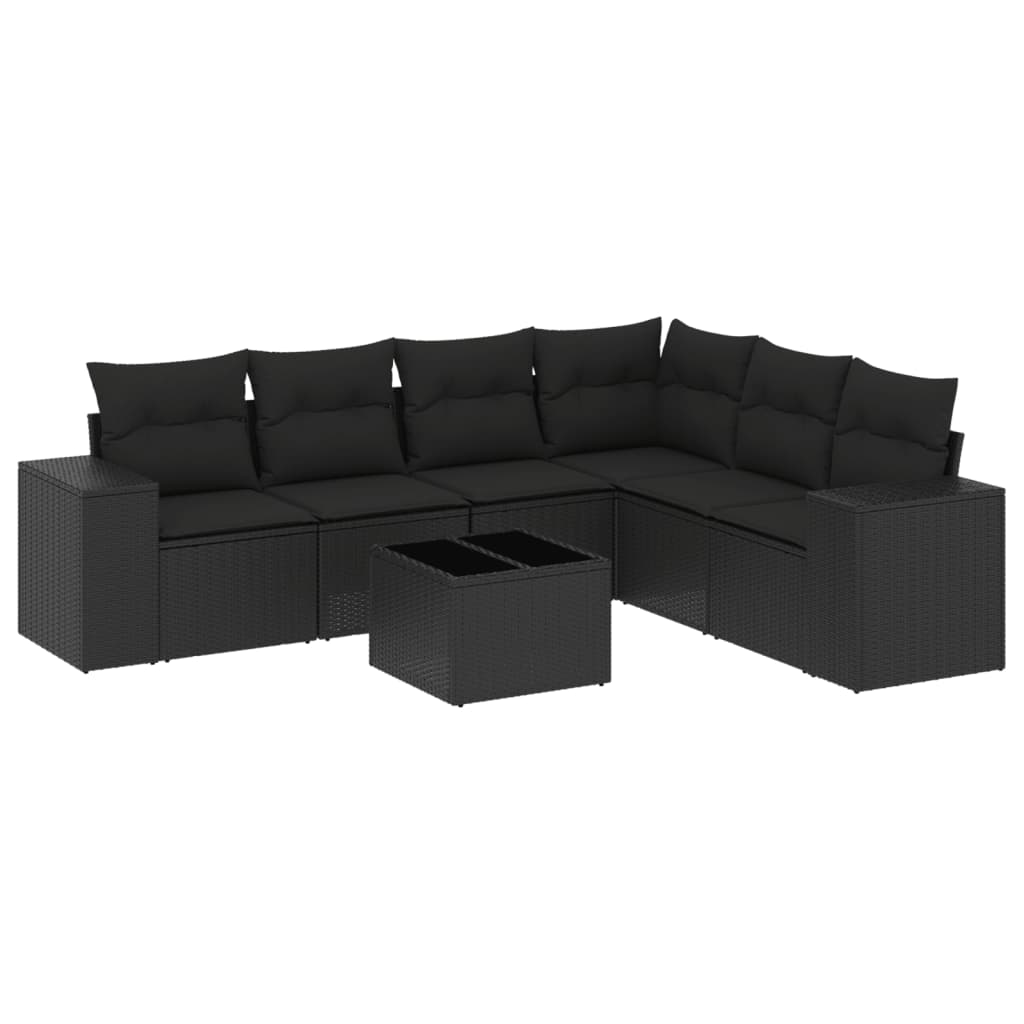 Set Divani da Giardino con Cuscini 7pz Nero Polyrattan 3222614