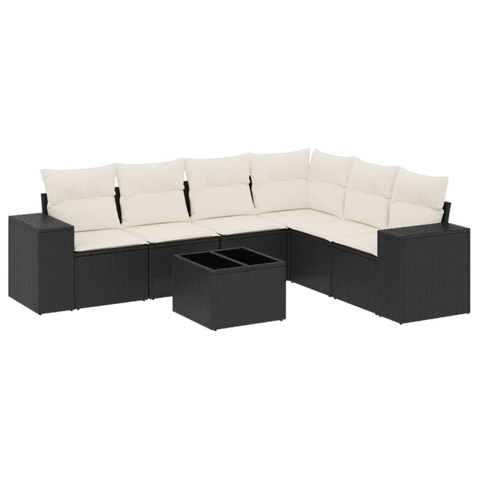 Set Divani da Giardino con Cuscini 7pz Nero Polyrattan 3222615