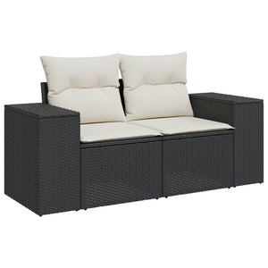 Set Divano da Giardino 6 pz con Cuscini-Sofa da Giardino-Divanetto da esterno Nero in Polyrattan 769625