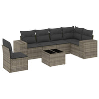 Set Divani da Giardino 7 pz con Cuscini Grigio in Polyrattan 3222639