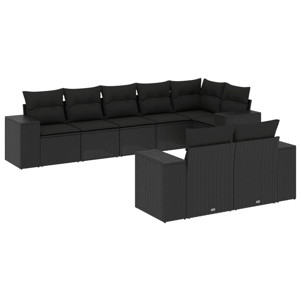 Set Divani da Giardino con Cuscini 8 pz Nero in Polyrattancod mxl 88763