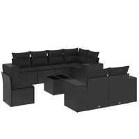 Set Divani da Giardino 9 pz con Cuscini Nero in Polyrattan 3222844