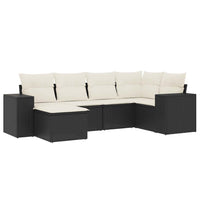 Set Divano da Giardino 6 pz con Cuscini Nero in Polyrattan 3222855