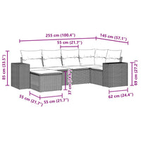 Set Divano da Giardino 6pz con Cuscini Grigio Chiaro Polyrattan 3222861