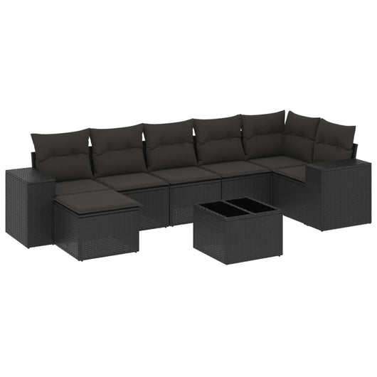 Set Divani da Giardino con Cuscini 8 pz Nero in Polyrattan