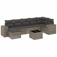 Set Divano da Giardino 8 pz con Cuscini Grigio in Polyrattan 3222889