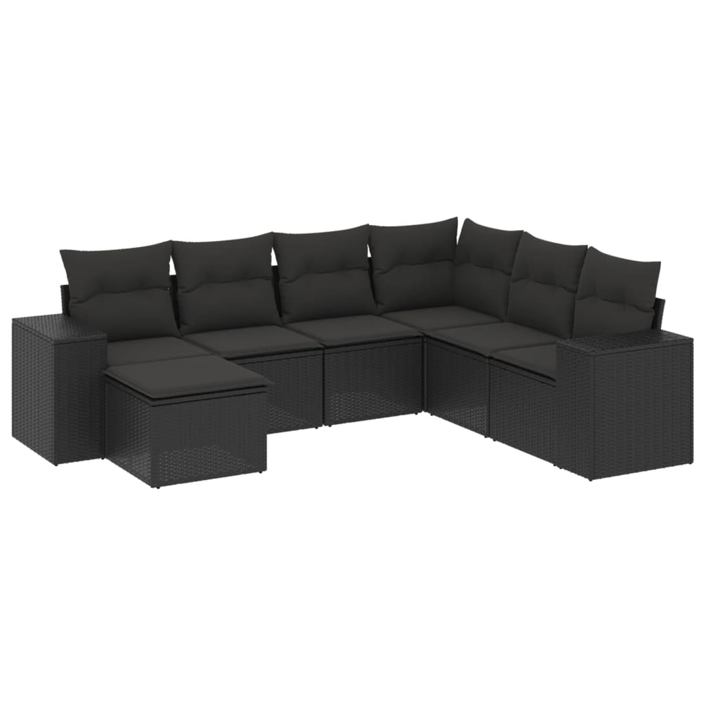 Set Divani da Giardino con Cuscini 7pz Nero Polyrattancod mxl 90148
