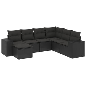 Set Divani da Giardino con Cuscini 7pz Nero Polyrattancod mxl 90148