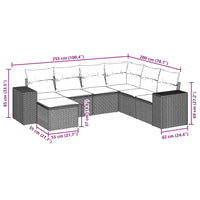 Set Divani da Giardino 7pz con Cuscini Grigio Chiaro Polyrattan