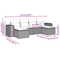 Set Divano da Giardino 6 pz con Cuscini Marrone in Polyrattan