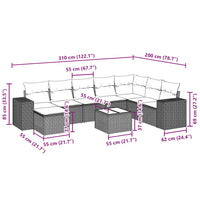 Set Divano da Giardino 9pz con Cuscini Grigio Chiaro Polyrattan 3222971