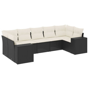 Set Divani da Giardino con Cuscini 7pz Nero Polyrattan 3222985