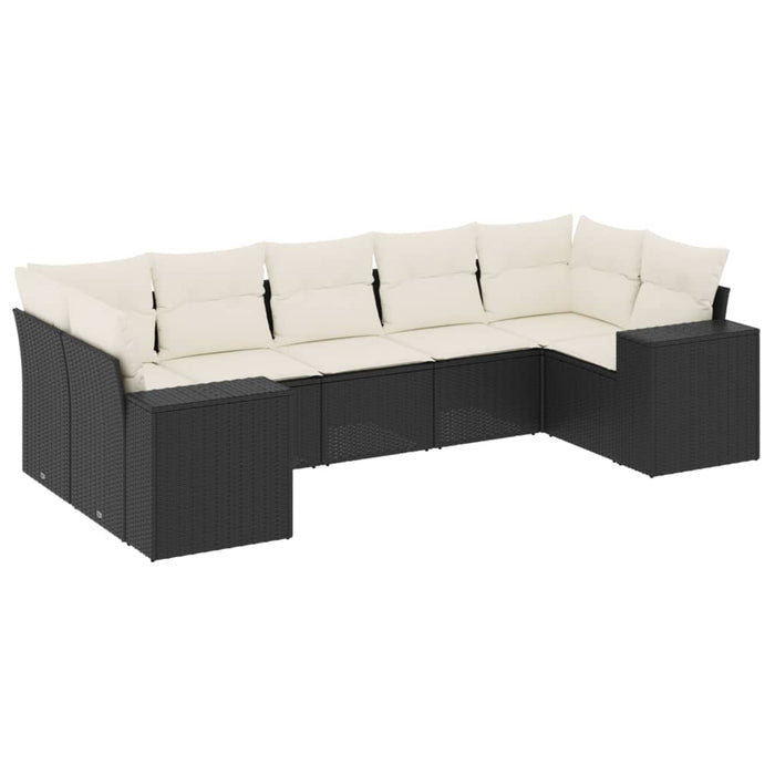 Set Divani da Giardino con Cuscini 7pz Nero Polyrattan 3222985
