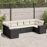 Set Divani da Giardino con Cuscini 7pz Nero Polyrattan 3222985