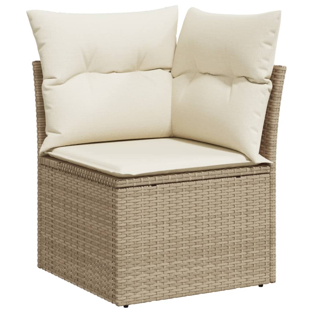 Set Divani da Giardino 11 pz con Cuscini Beige in Polyrattan 3223077