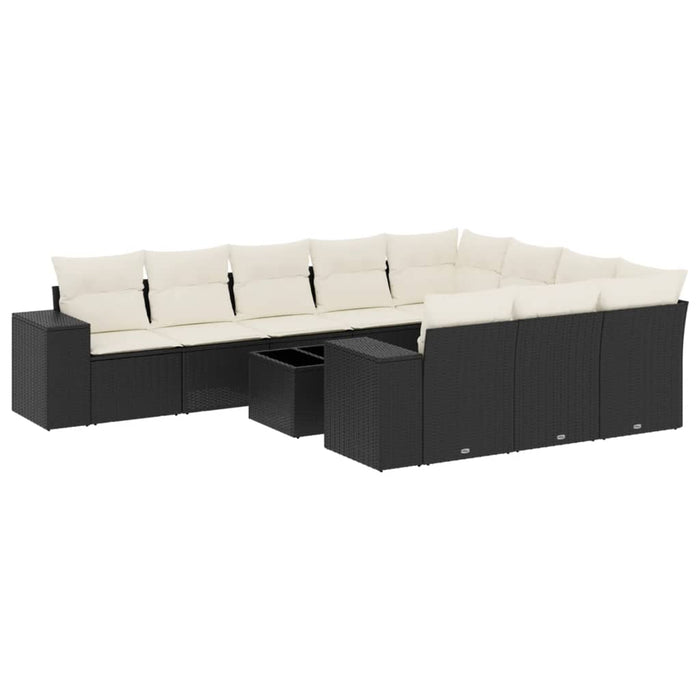 vidaXL Set Divani da Giardino 11 pz con Cuscini in Polyrattan Nero
