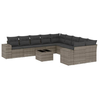 Set Divani da Giardino 11 pz con Cuscini in Polyrattan Grigio