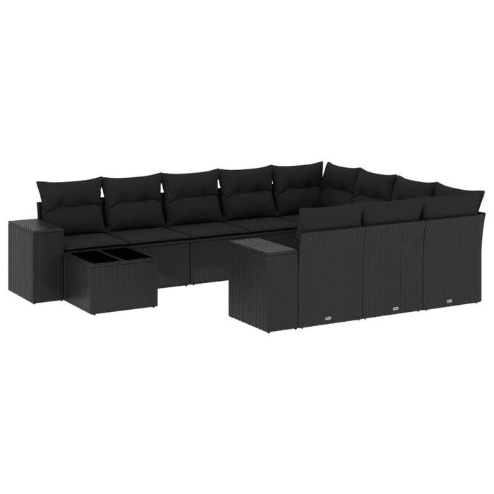 Set Divani da Giardino 11 pz con Cuscini in Polyrattan Nero 3223124
