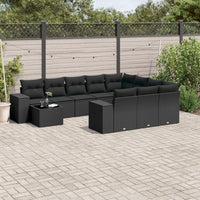 Set Divani da Giardino 11 pz con Cuscini in Polyrattan Nero 3223124