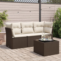 Set Divano da Giardino 4 pz con Cuscini-Sofa da Giardino-Divanetto da esterno Marrone in Polyrattan 840040