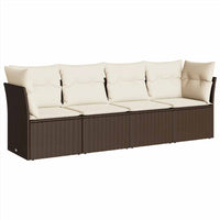 Set Divano da Giardino 4 pz con Cuscini-Sofa da Giardino-Divanetto da esterno Marrone in Polyrattan 341204