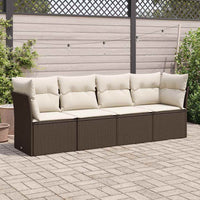 Set Divano da Giardino 4 pz con Cuscini-Sofa da Giardino-Divanetto da esterno Marrone in Polyrattan 341204