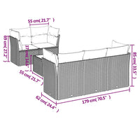 Set Divano da Giardino 6 pz con Cuscini-Sofa da Giardino-Divanetto da esterno Nero in Polyrattan 874853
