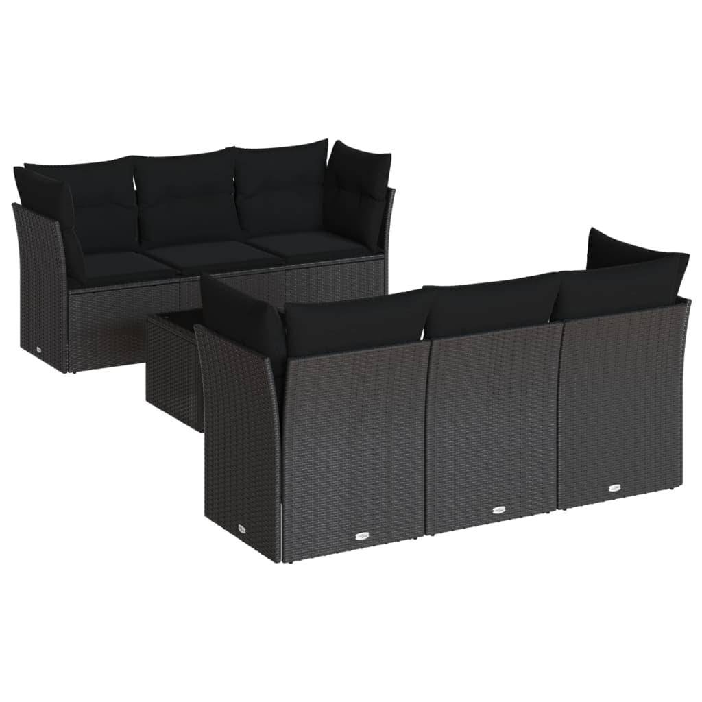 Set Divani da Giardino con Cuscini 7pz Nero Polyrattan 3217255