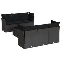 Set Divani da Giardino con Cuscini 7pz Nero Polyrattan 3217255