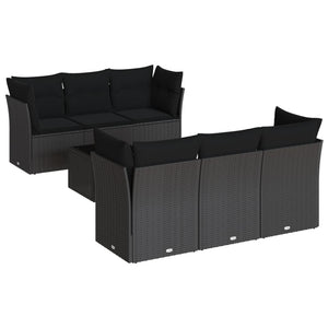 Set Divani da Giardino con Cuscini 7pz Nero Polyrattan 3217255