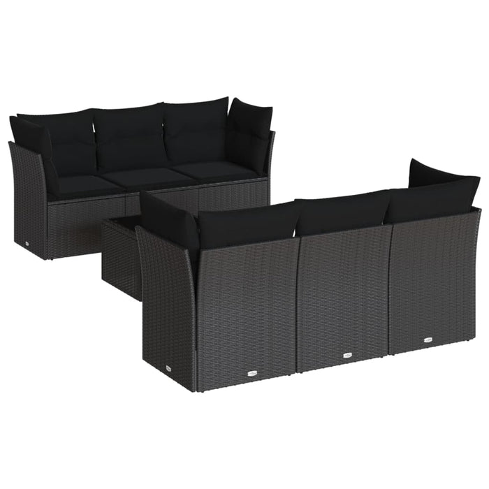 Set Divani da Giardino con Cuscini 7pz Nero Polyrattan 3217255