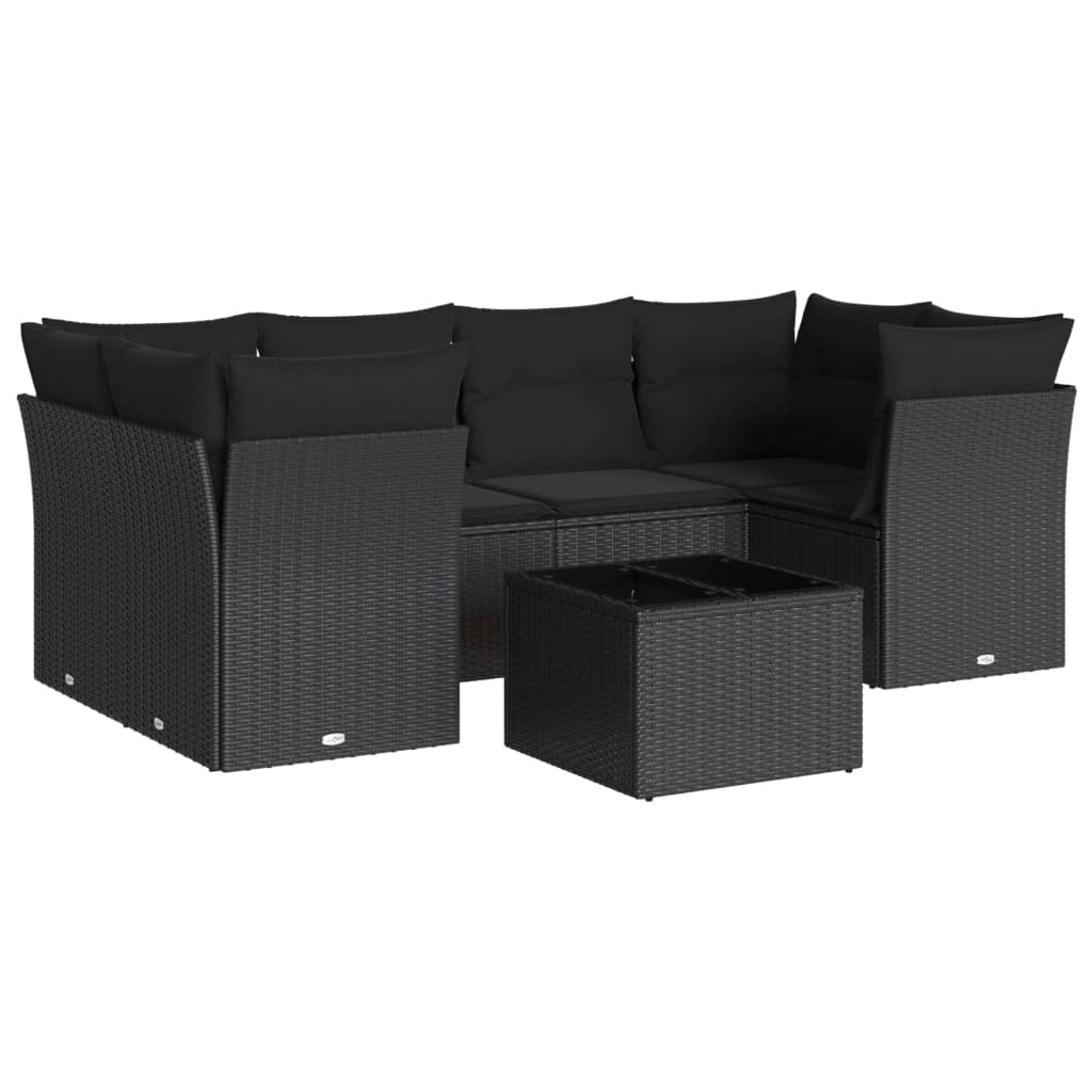Set Divani da Giardino con Cuscini 7pz Nero Polyrattan 3217265